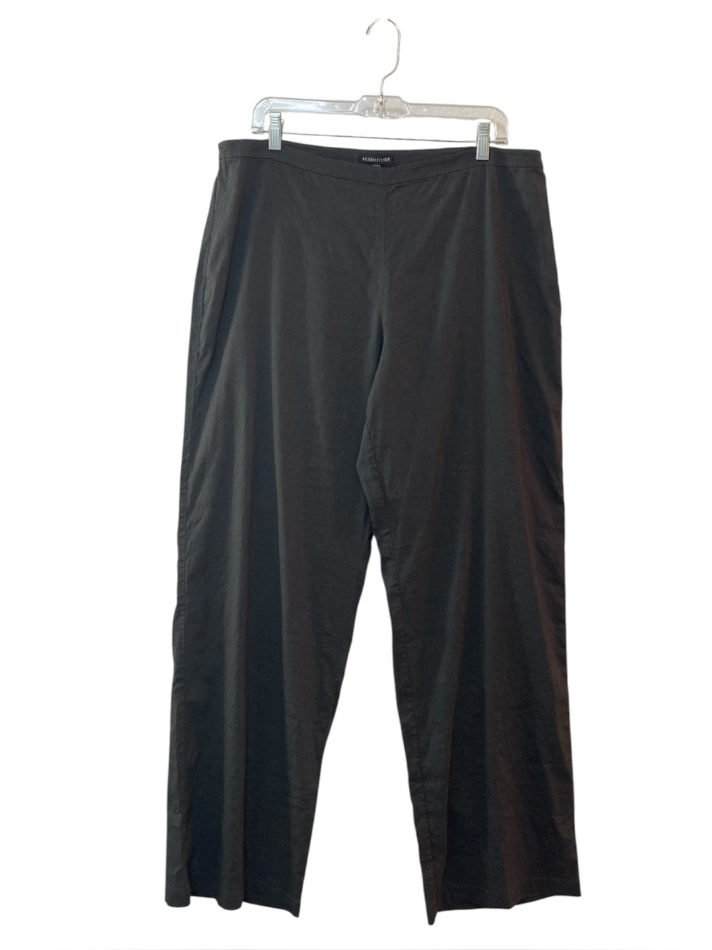 Eileen Fisher Linen Blend Charcoal Gray Pants Size 16 Wide Leg NWT Lightweight